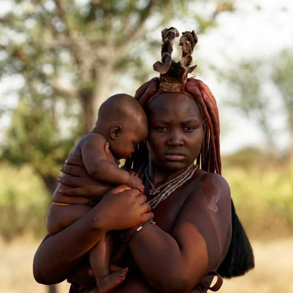 A Himba Woman Holding Her Baby