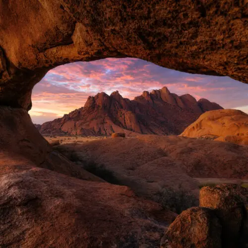 Spitzkoppe at sunset in Naimbia