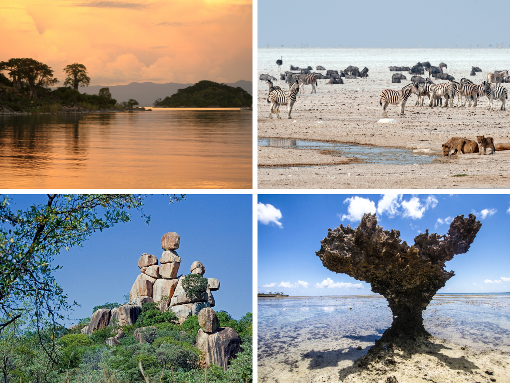 Lake Malawi, Etosha Pan, Matobo Hills, Quirimbas Archipelago