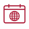 Kalender mit Weltkugel-Symbol