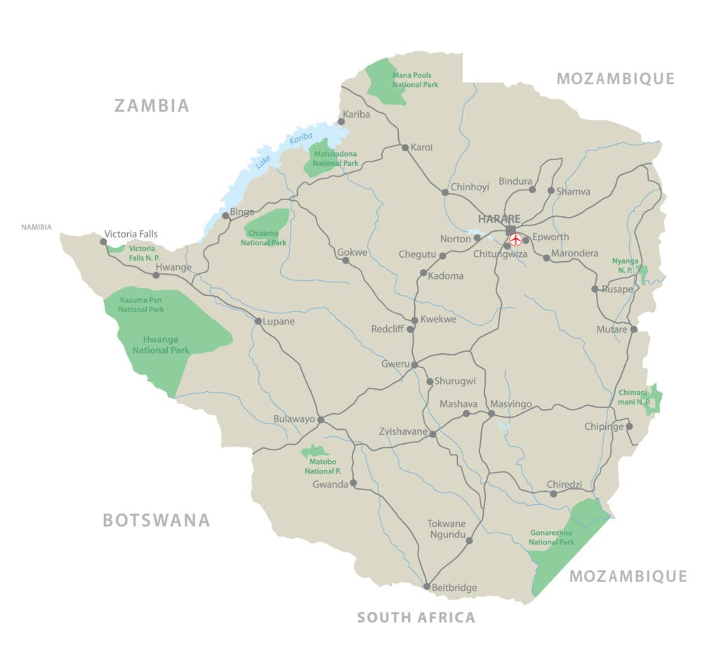 Zimbabwe Karte