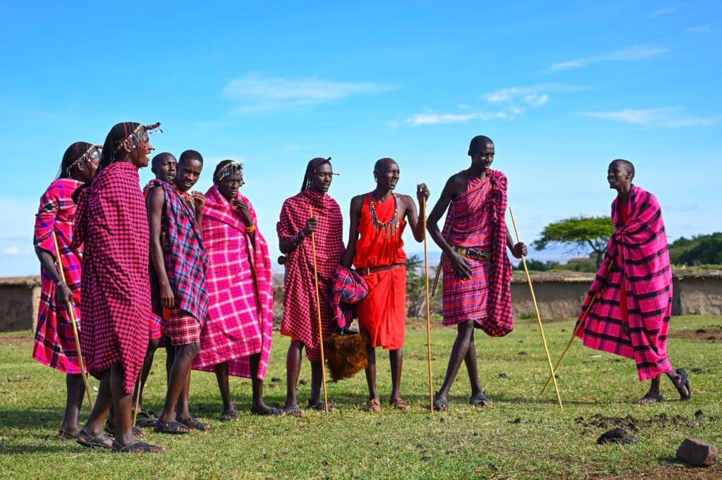 Maasai men talking East Africa Kenya Tanzania