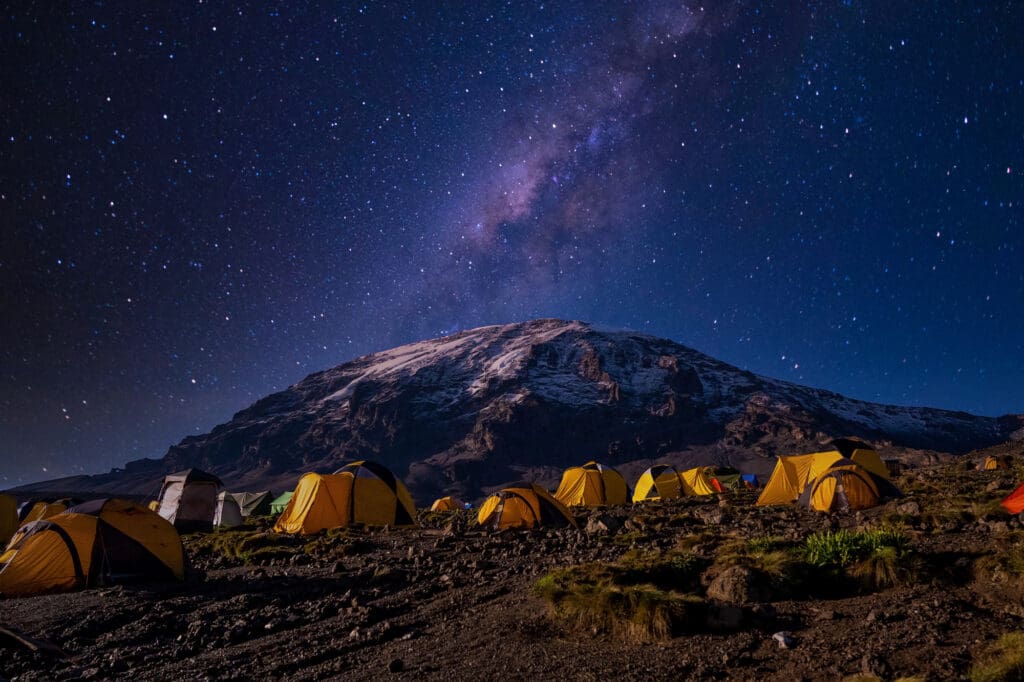 Tents on Kilimanjaro at Night Tanzania